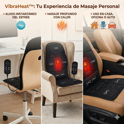 VibraHeat™   Asiento de Masaje Terapéutico con Calor para Alivio del Estrés y Relax Total