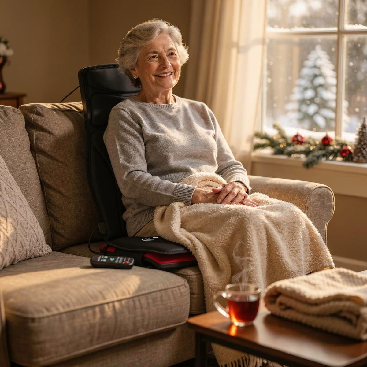 VibraHeat™   Asiento de Masaje Terapéutico con Calor para Alivio del Estrés y Relax Total